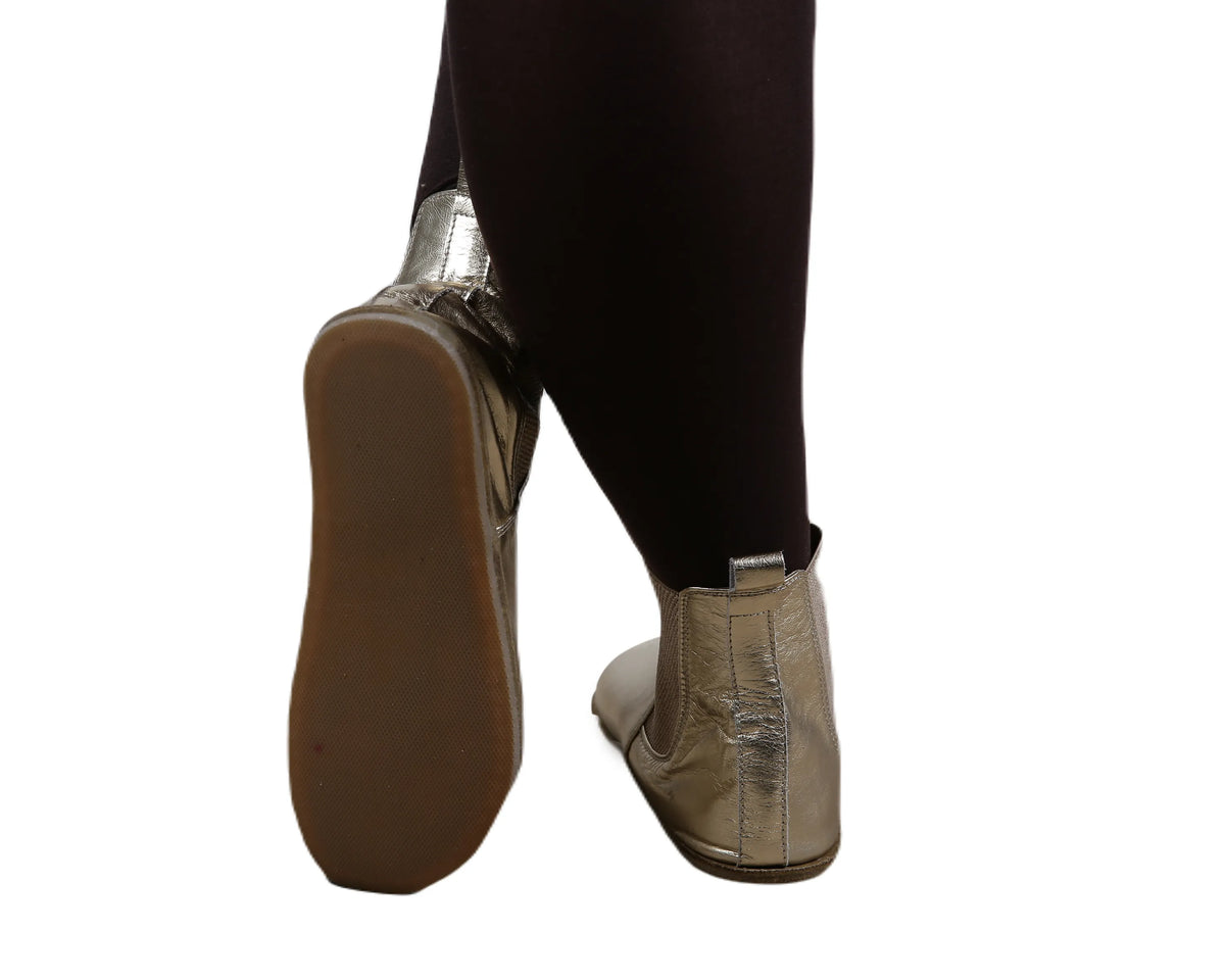 Bright Barefoot Chelsea Boots Shoes – Classic Sole — Leather Sole – Gold