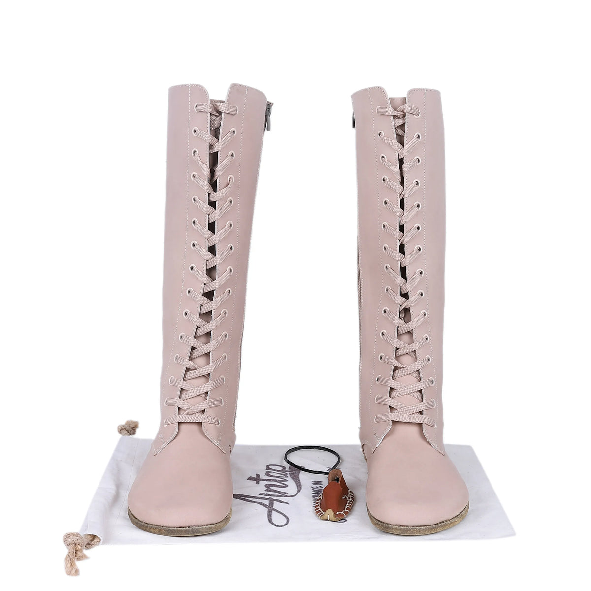 Crazy Barefoot Laces Knee Boots Shoes – Classic Sole — Leather Sole – Undyed Crust
