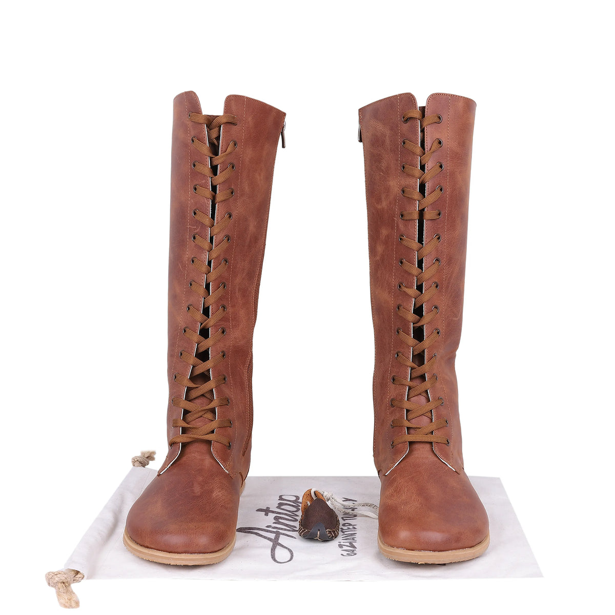Crazy Barefoot Lace Knee Boots  Shoes – Eva Outsole – Brown