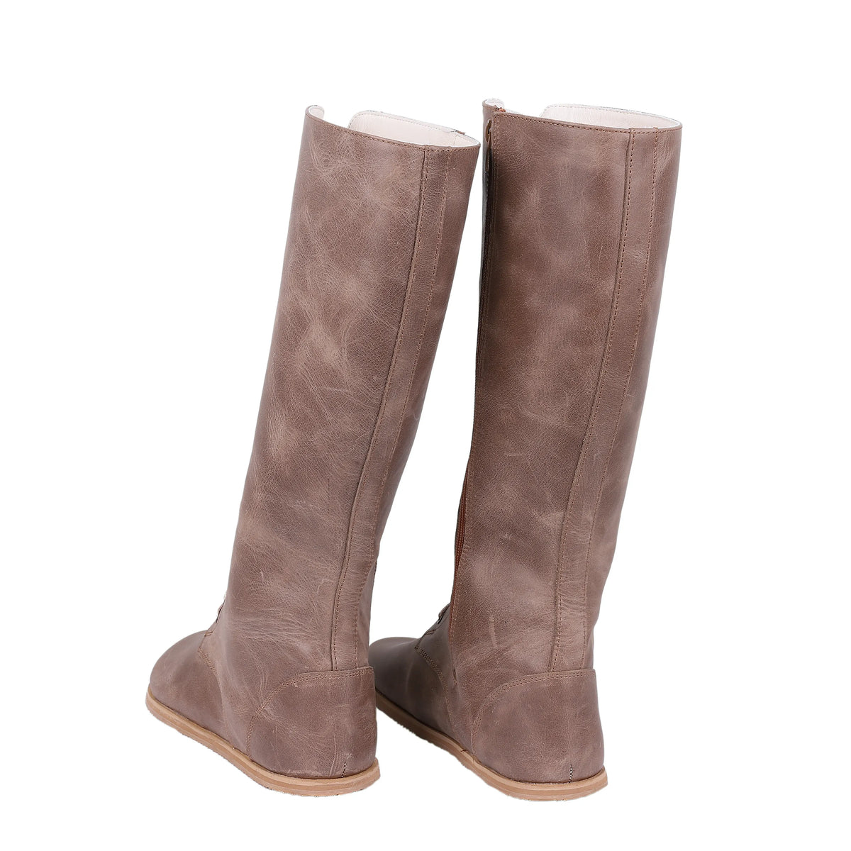 Crazy Barefoot Lace Knee Boots  Shoes – Eva Outsole – Beige Bizon