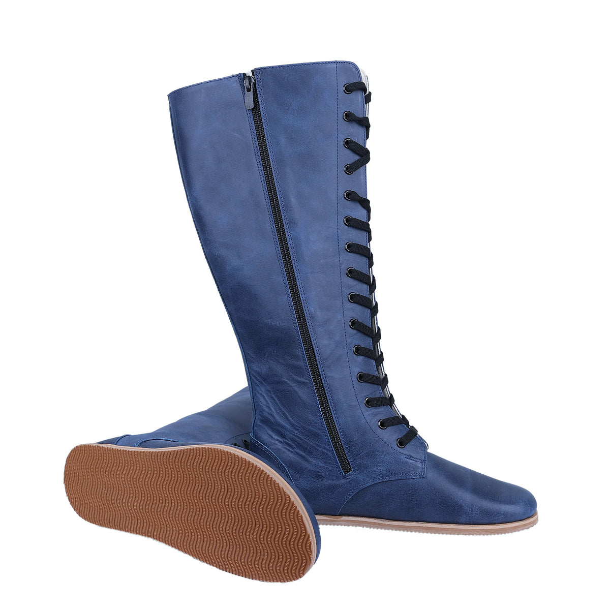 Crazy Barefoot Lace Knee Boots  Shoes – Eva Outsole – Navy Blue
