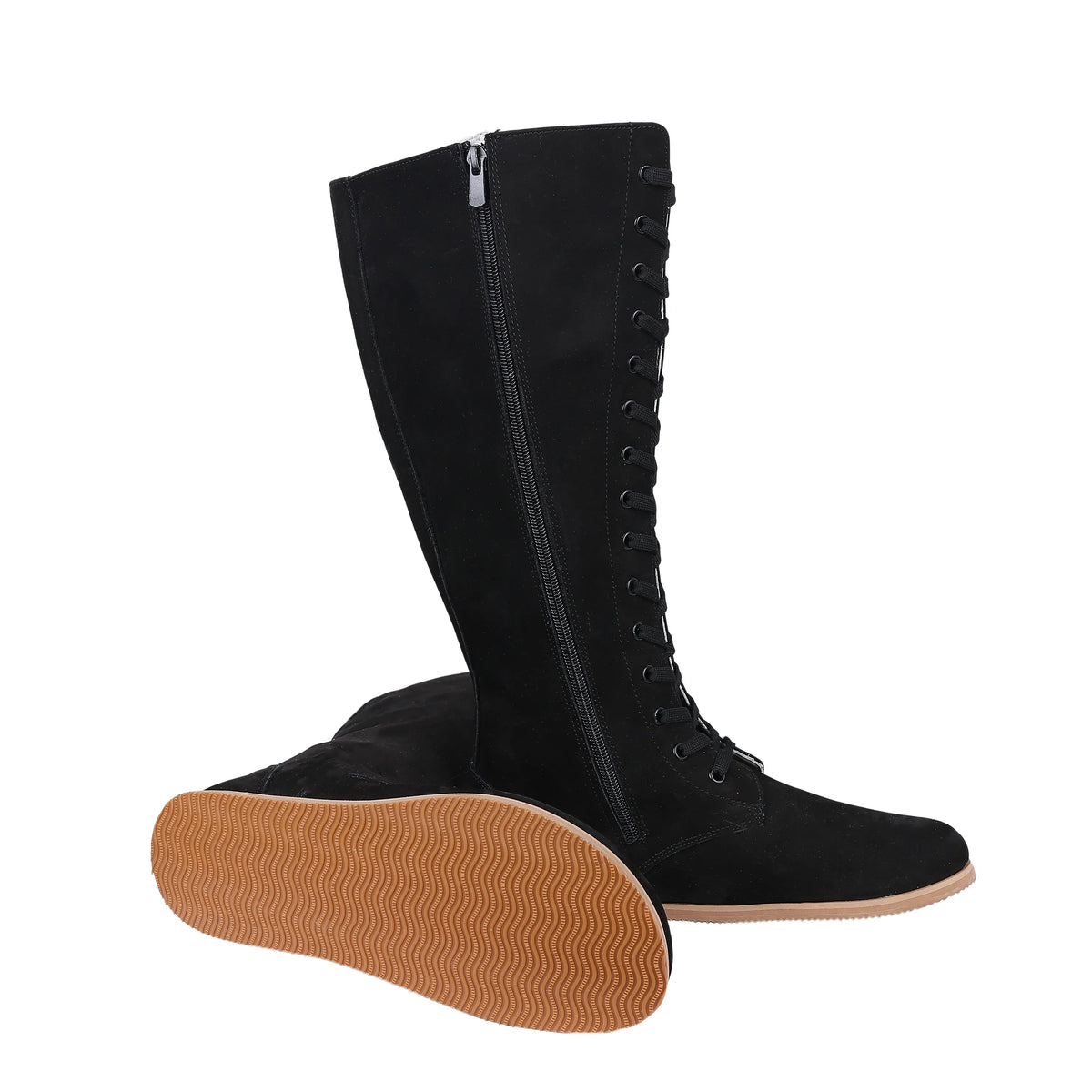 Nubuck Barefoot Laces Knee Boots Shoes – Eva Outsole – Black