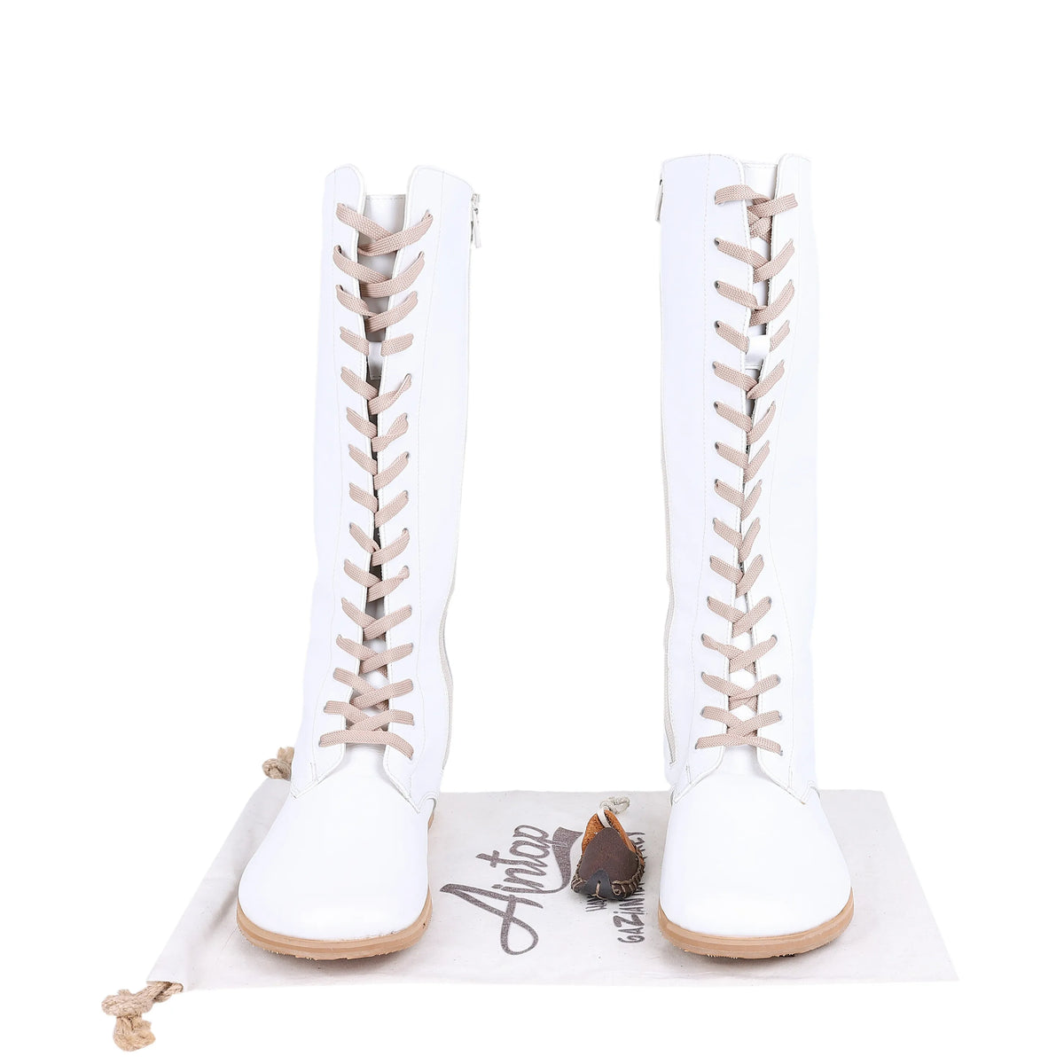Smooth Barefoot Laces Knee Boots Shoes – Eva Outsole – White