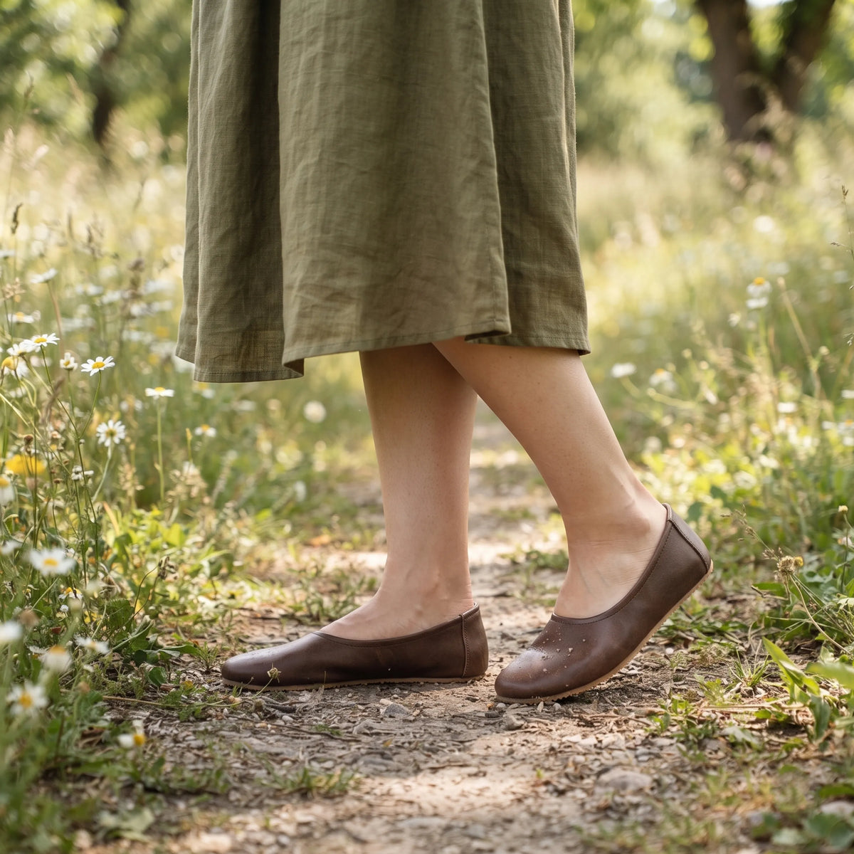 Crazy Barefoot Ballet Shoes – Rubber Sole – Brown