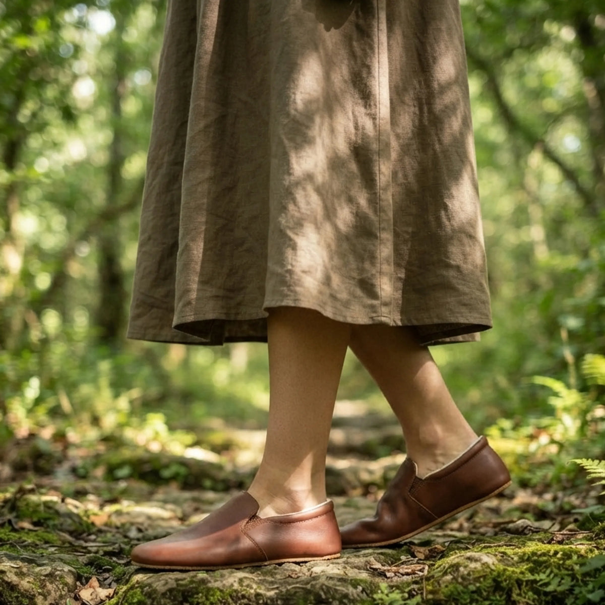 Smooth Barefoot Slip-On Shoes – Rubber Sole – Brown