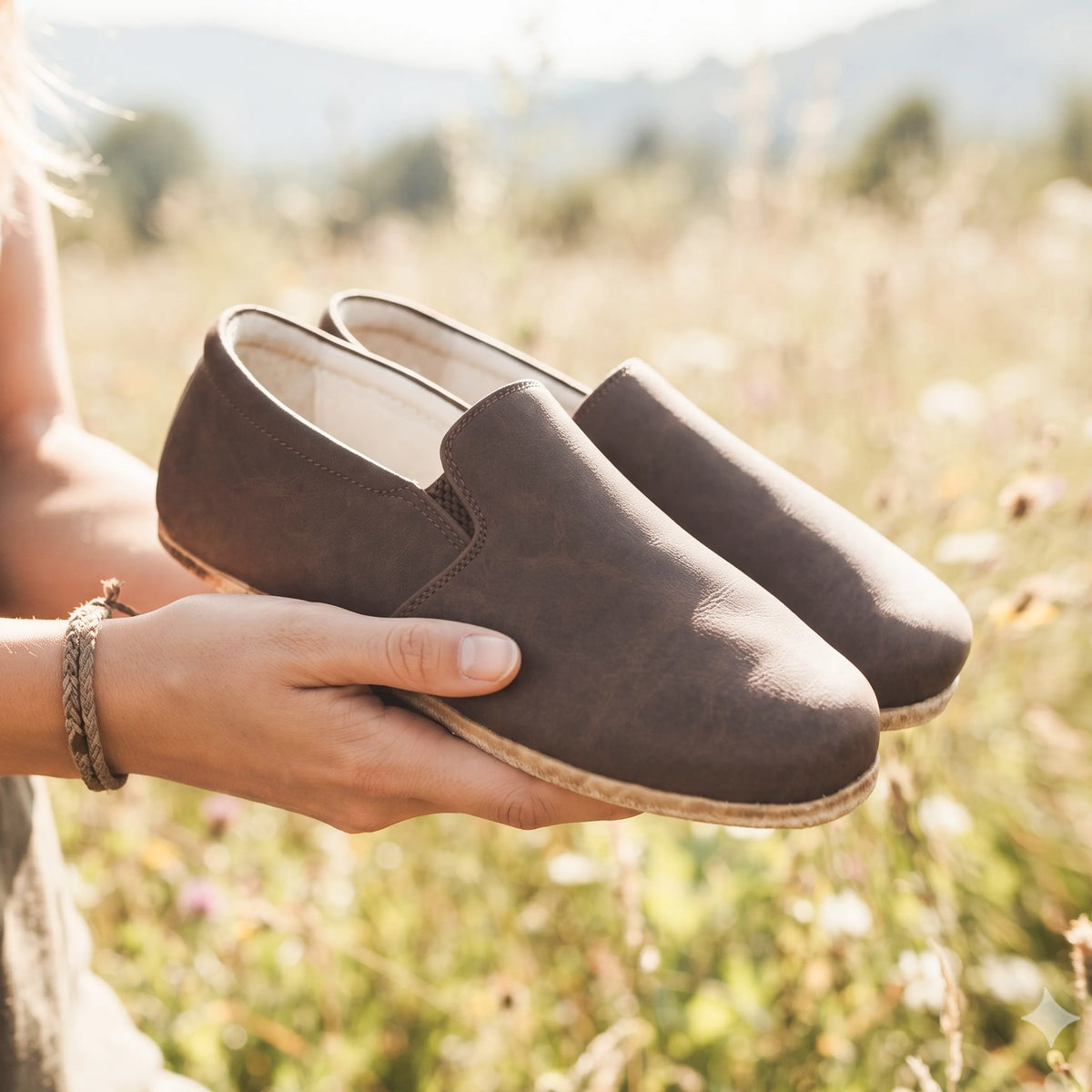 Crazy Barefoot Slip-On Shoes – Classic Sole — Leather Sole – Brown