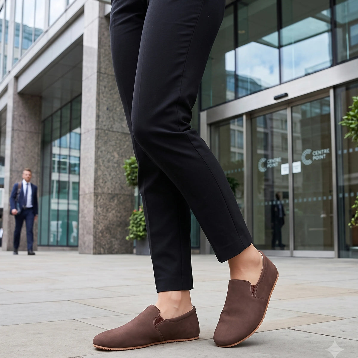 Nubuck Barefoot Slip-On Shoes – Rubber Sole – Brown