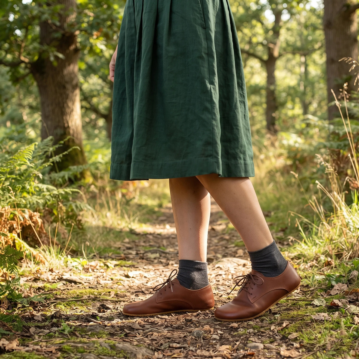 Smooth Barefoot Oxford Shoes – Rubber Sole – Brown