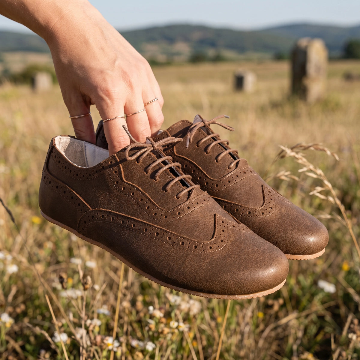 Crazy Barefoot Moccasin Shoes – Rubber Sole – Brown