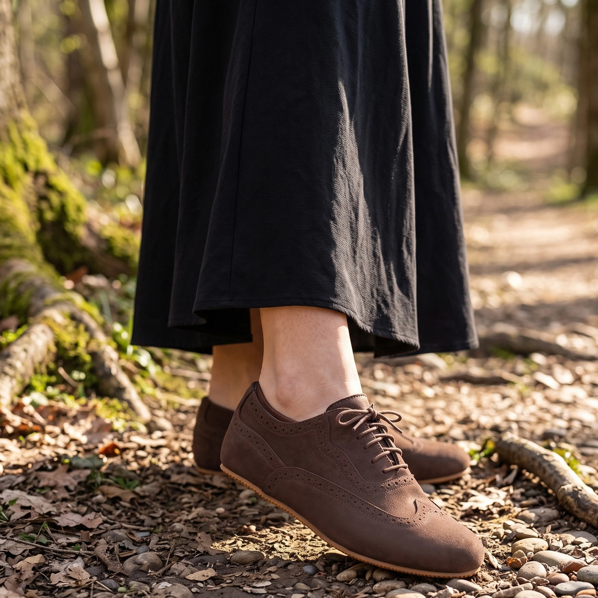 Nubuck Barefoot Moccasin Shoes – Rubber Sole – Brown