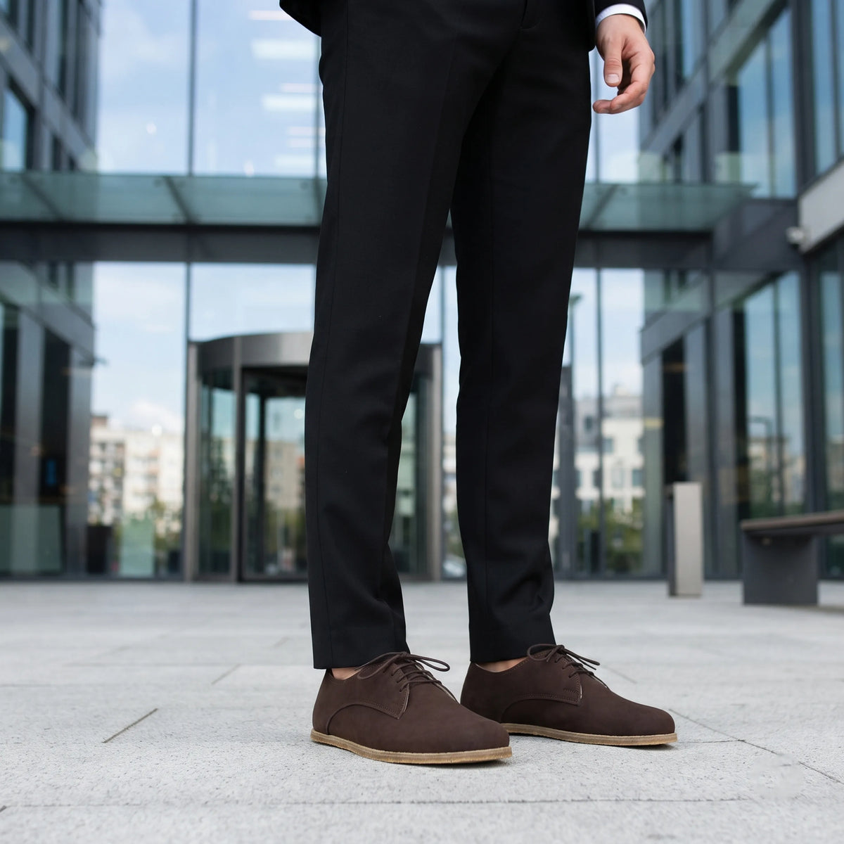 Nubuck Barefoot Oxford Shoes – Classic Sole — Leather Sole – Brown