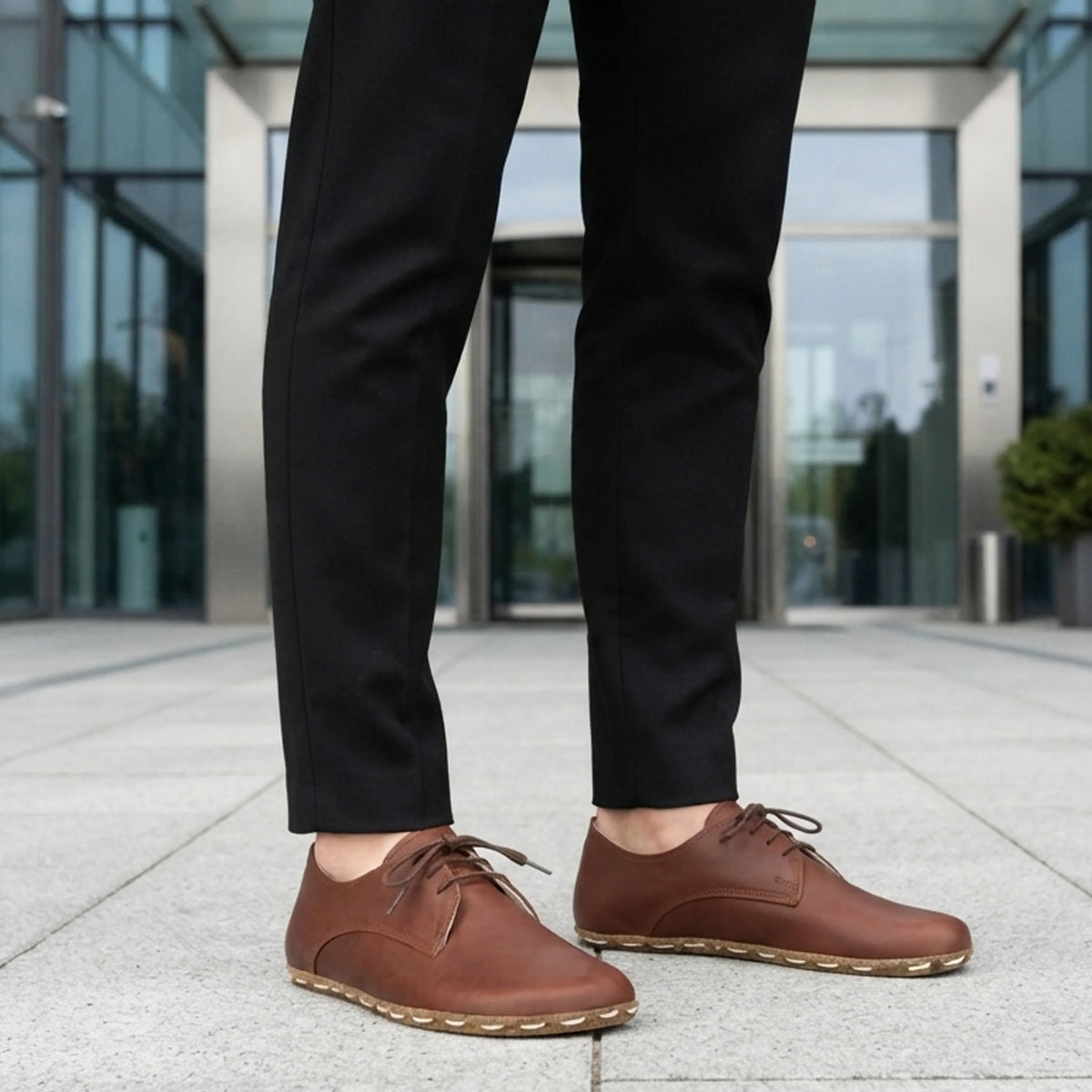 Smooth Barefoot Oxford Shoes — Leather Sole – Brown