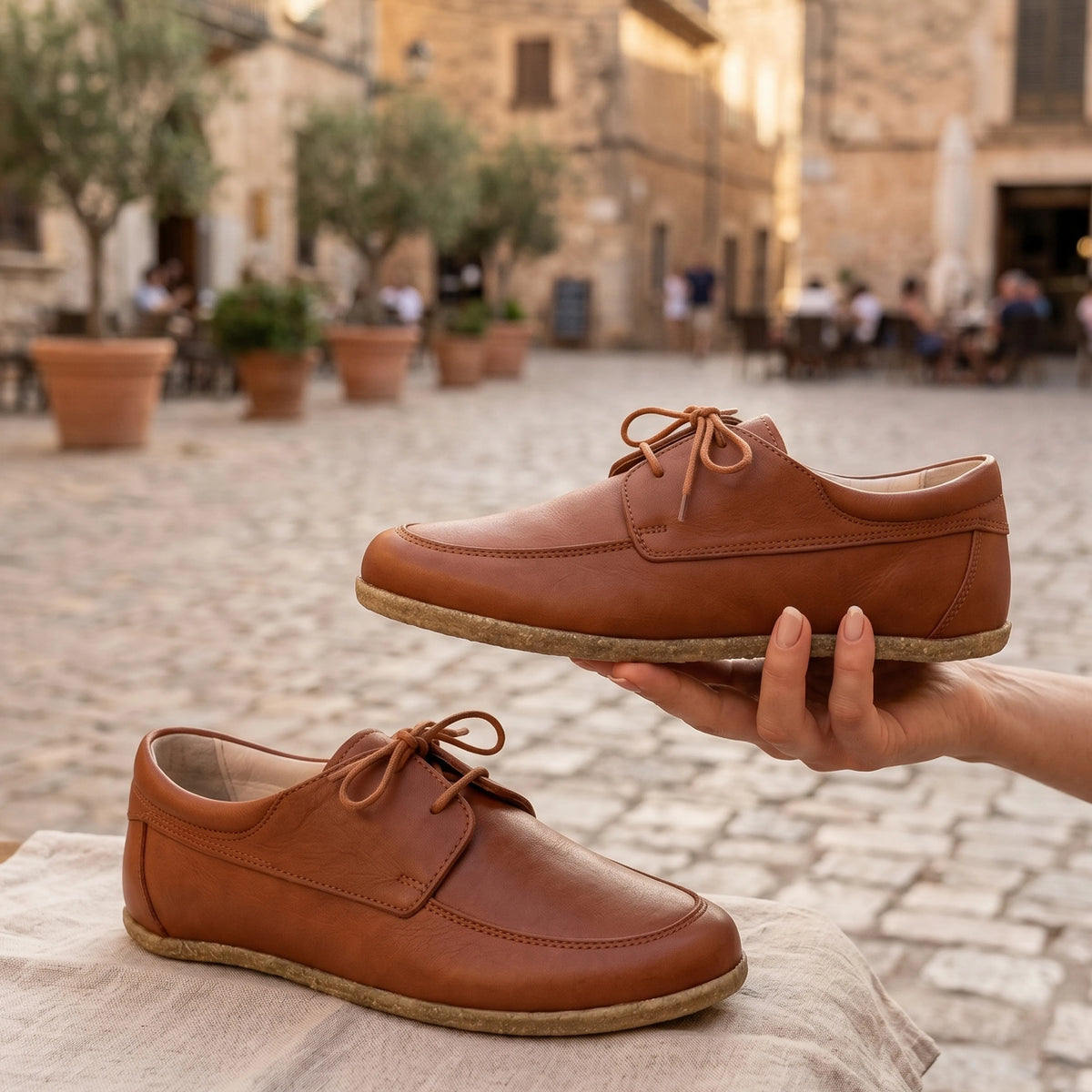 Smooth Barefoot Laces Penny Loafer Shoes – Classic Sole — Leather Sole – Brown