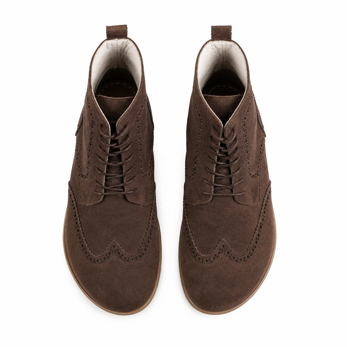 Suede Barefoot Moccasin Boots Shoes – Classic Sole — Leather Sole – Brown