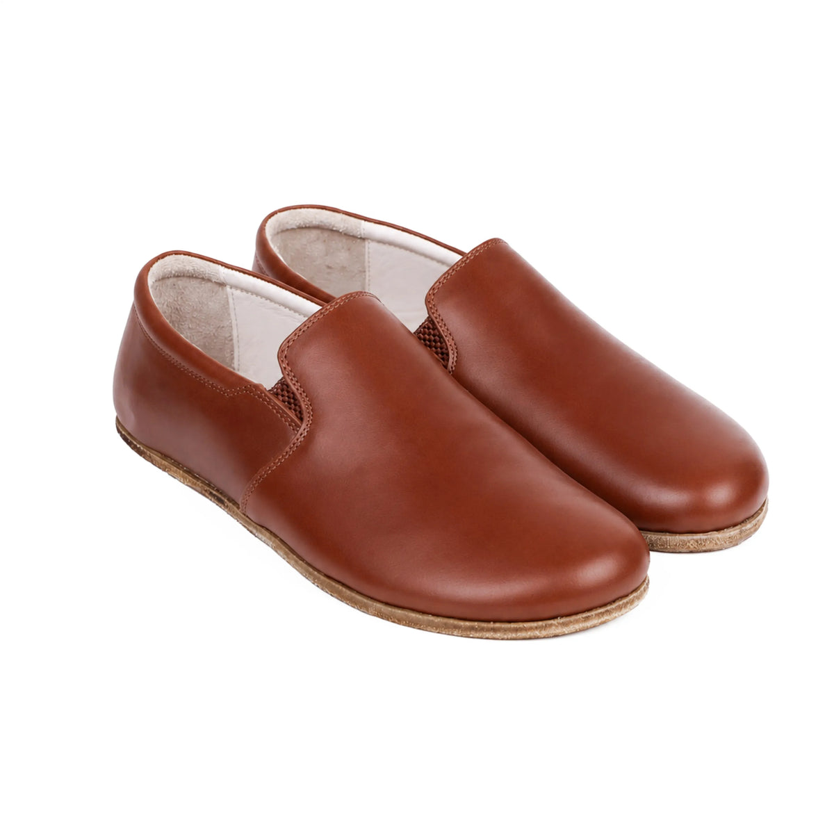 Smooth Barefoot Slip-On Shoes – Classic Sole — Leather Sole – Brown