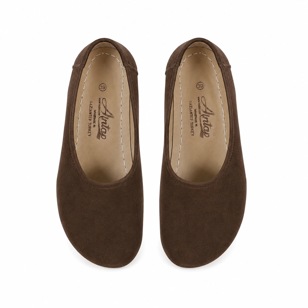 Suede Barefoot Ballet Shoes – Rubber Sole – Brown