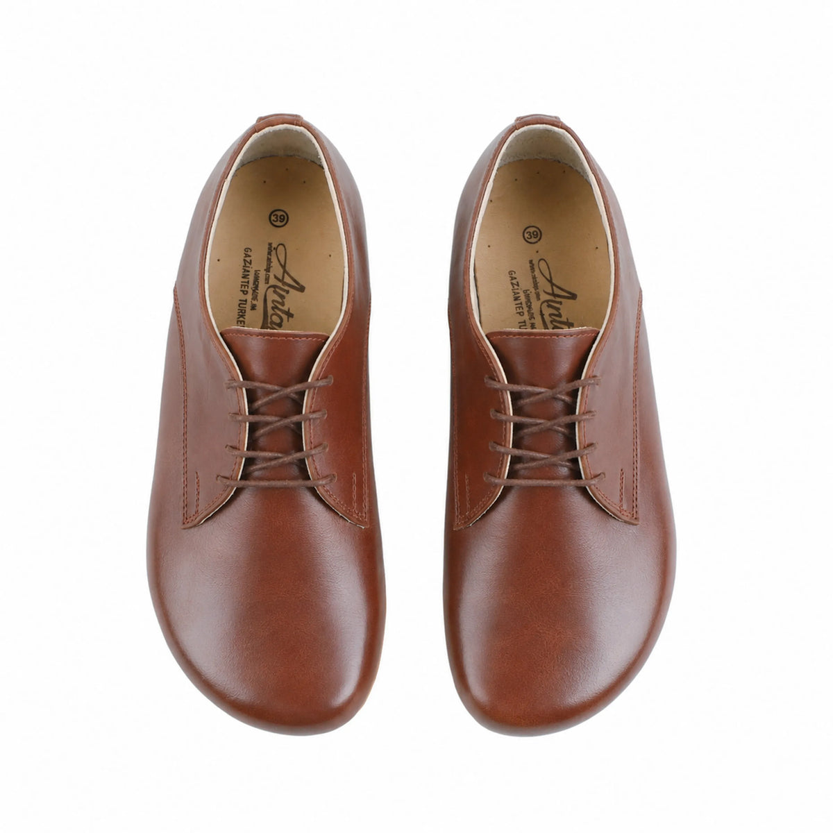 Smooth Barefoot Oxford Shoes – Classic Sole — Leather Sole – Brown