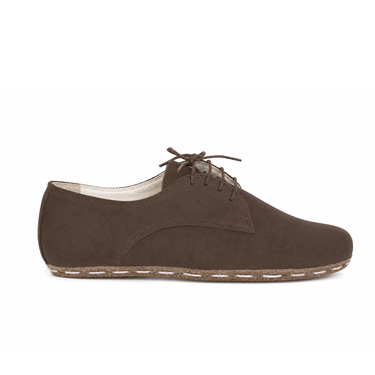 Nubuck Barefoot Oxford Shoes — Leather Sole – Brown