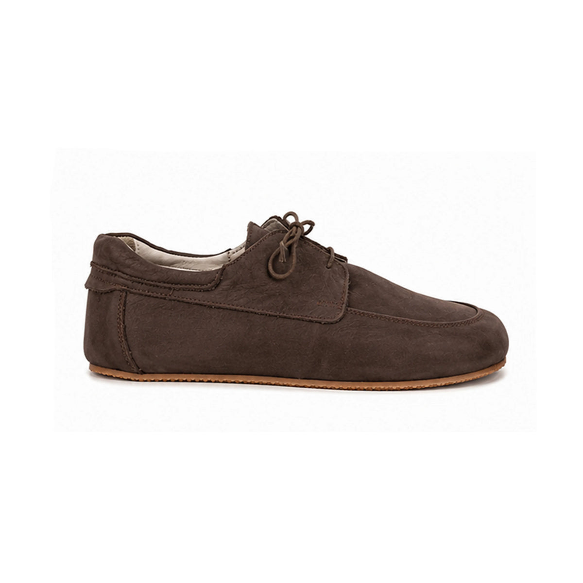 Nubuck Barefoot Laces Penny Loafer Shoes – Rubber Sole – Brown