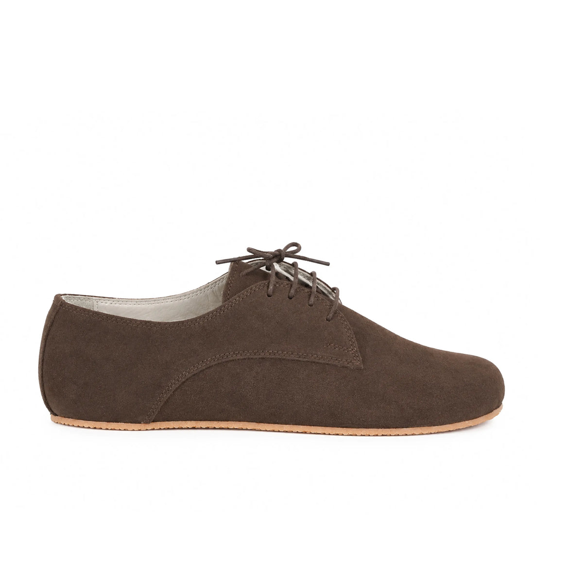 Suede Barefoot Oxford Shoes – Rubber Sole – Brown