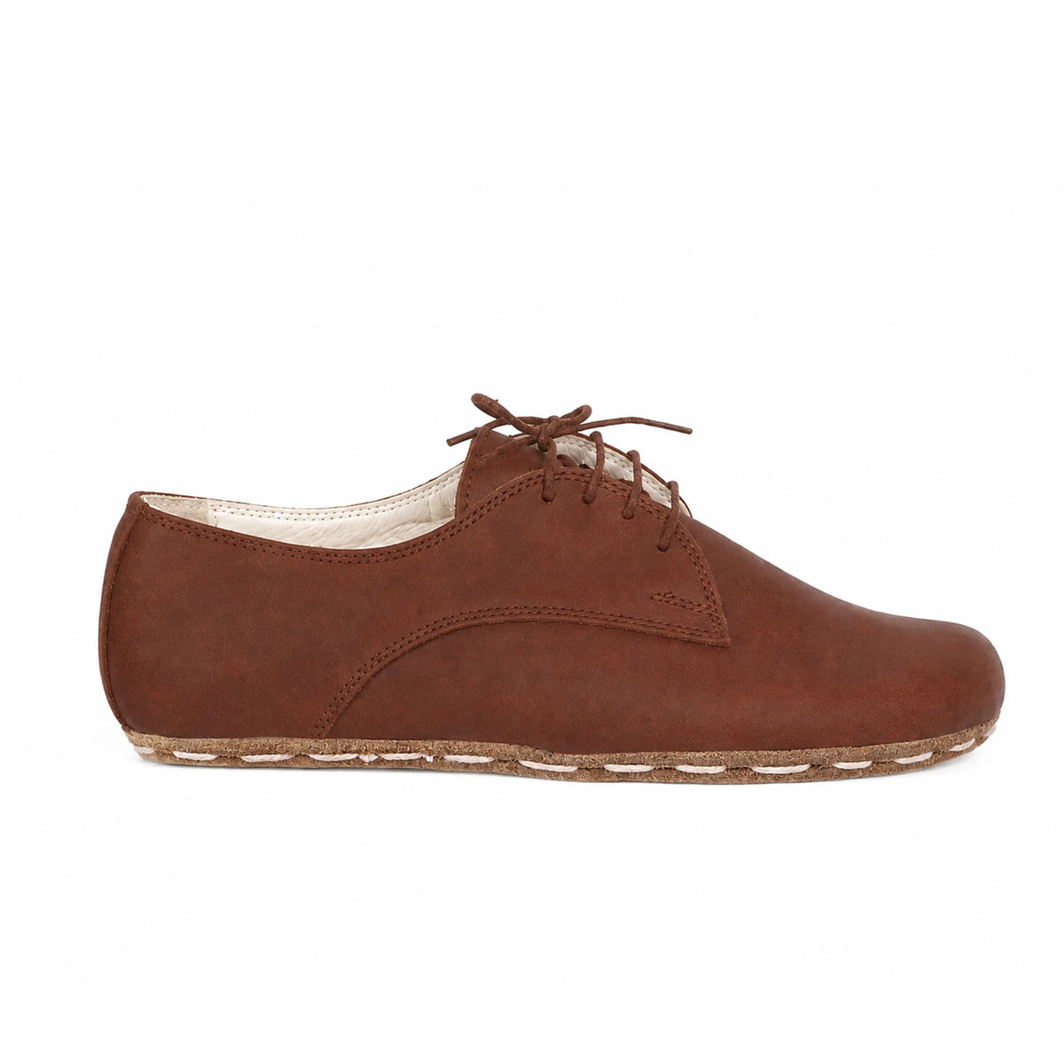 Smooth Barefoot Oxford Shoes — Leather Sole – Brown