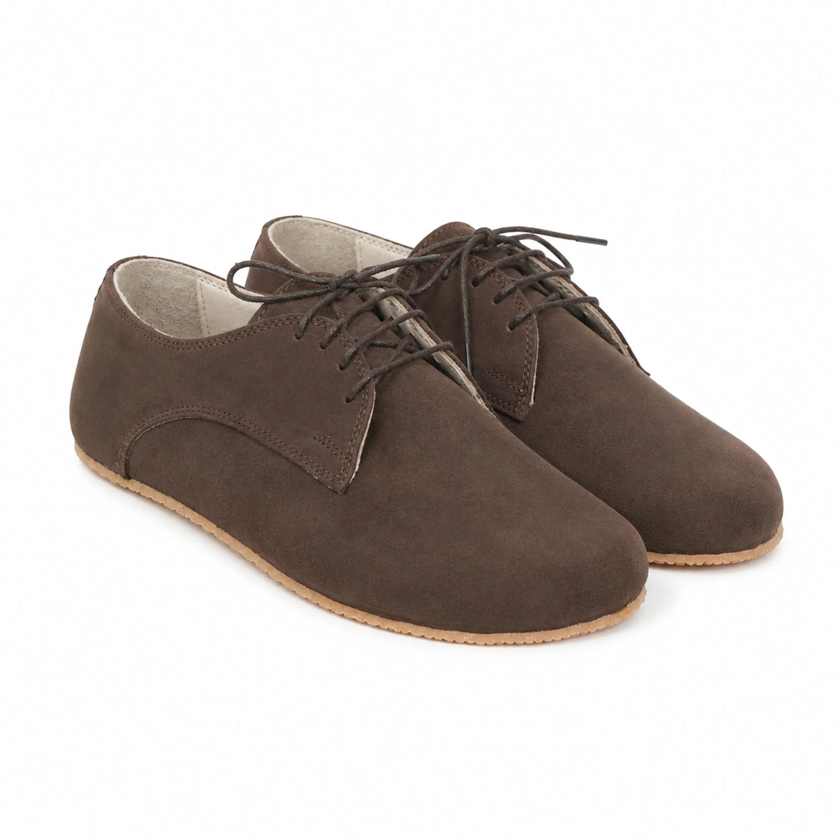 Nubuck Barefoot Oxford Shoes – Rubber Sole – Brown