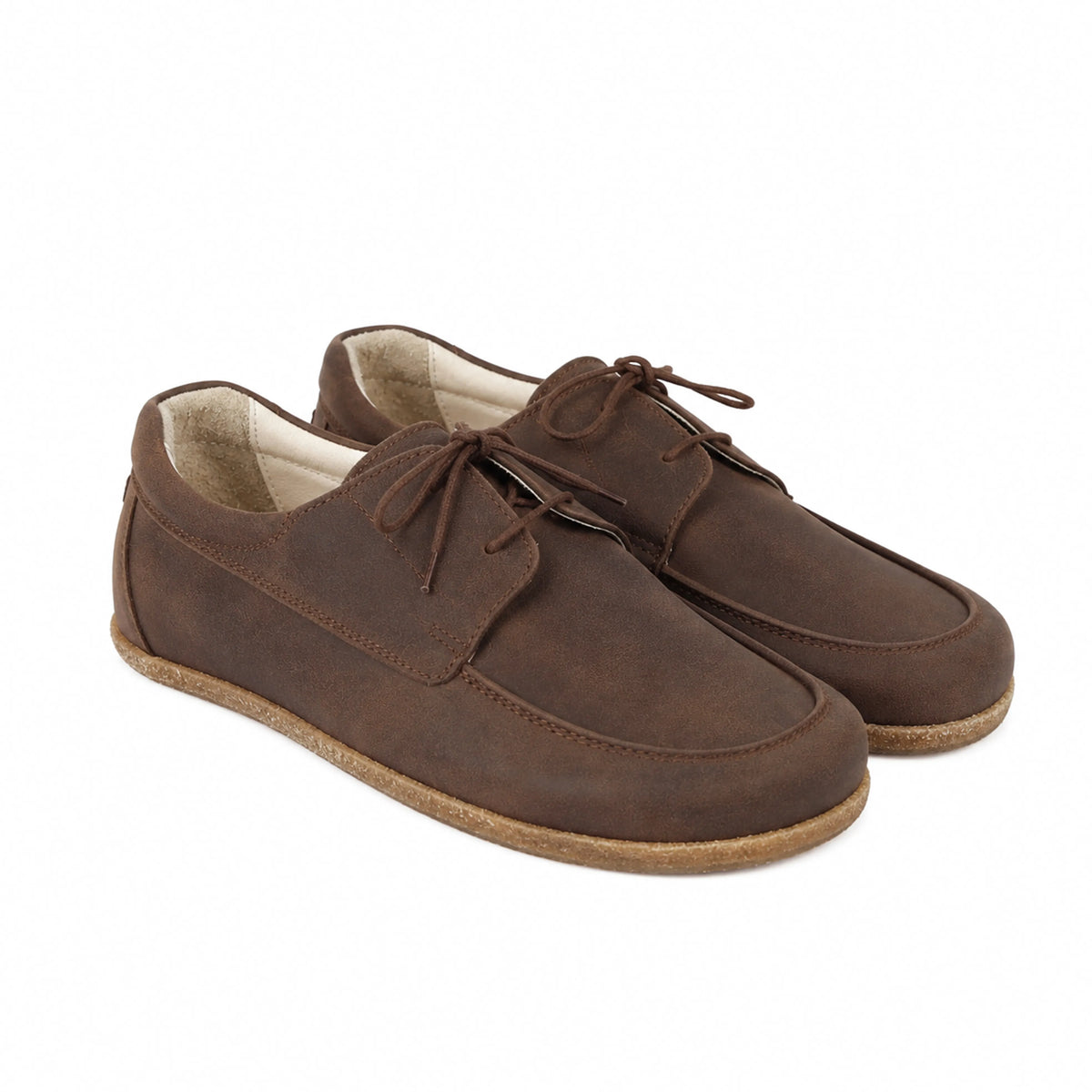 Crazy Barefoot Laces Penny Loafer Shoes – Classic Sole — Leather Sole – Brown