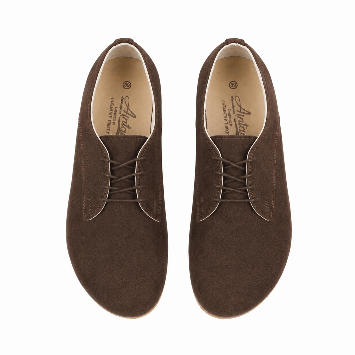 Suede Barefoot Oxford Shoes — Leather Sole – Brown