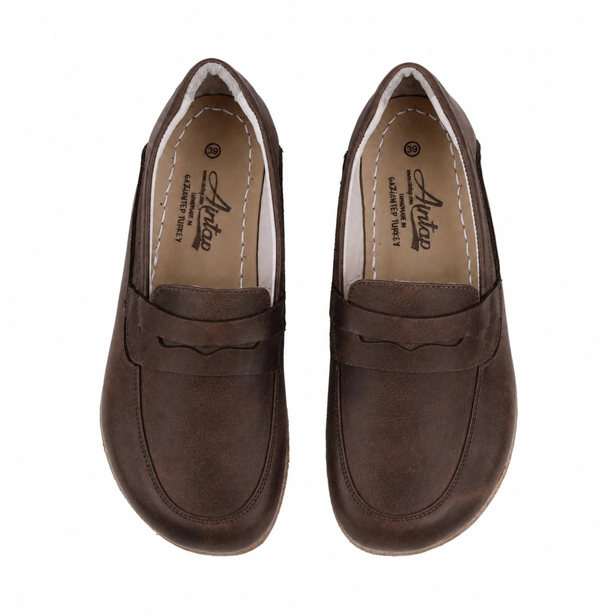 Crazy Barefoot Penny Loafer Shoes – Classic Sole — Leather Sole – Brown