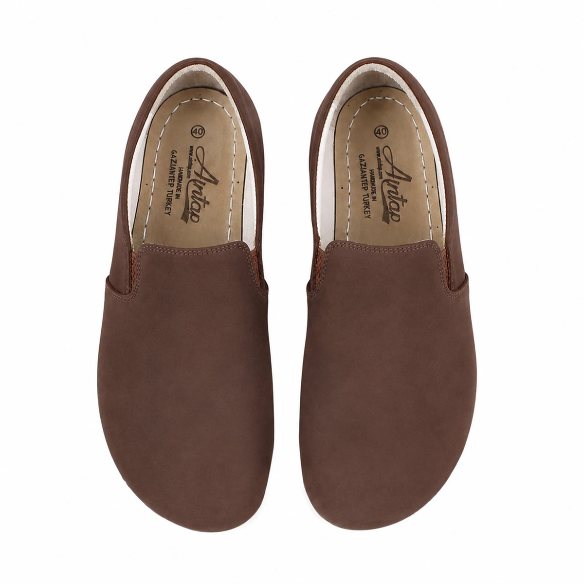 Nubuck Barefoot Slip-On Shoes – Rubber Sole – Brown