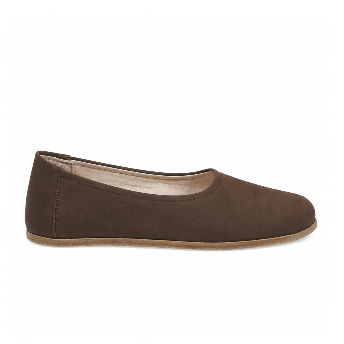Nubuck Barefoot Ballet Shoes – Classic Sole — Leather Sole – Brown