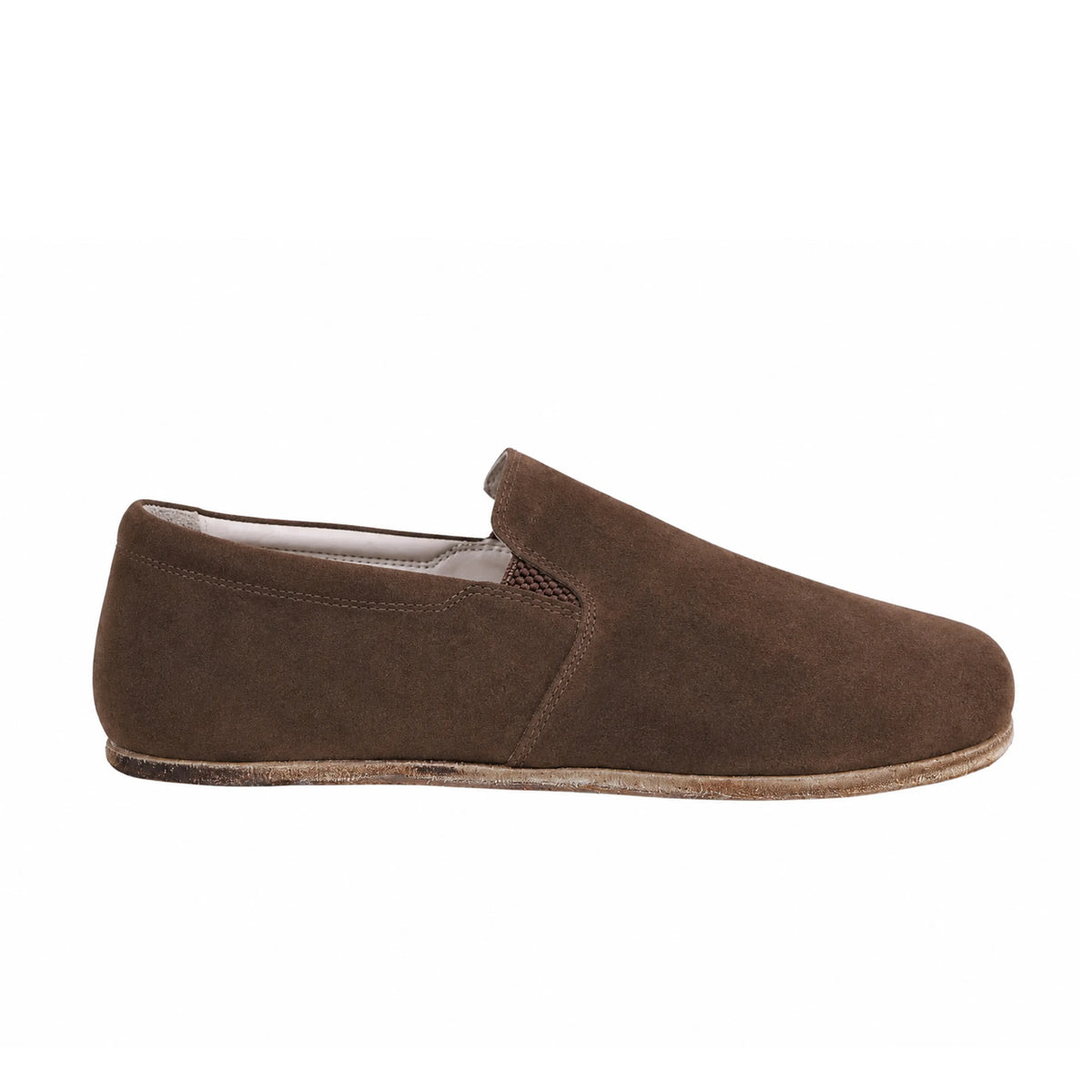 Suede Barefoot Slip-On Shoes – Classic Sole — Leather Sole – Brown