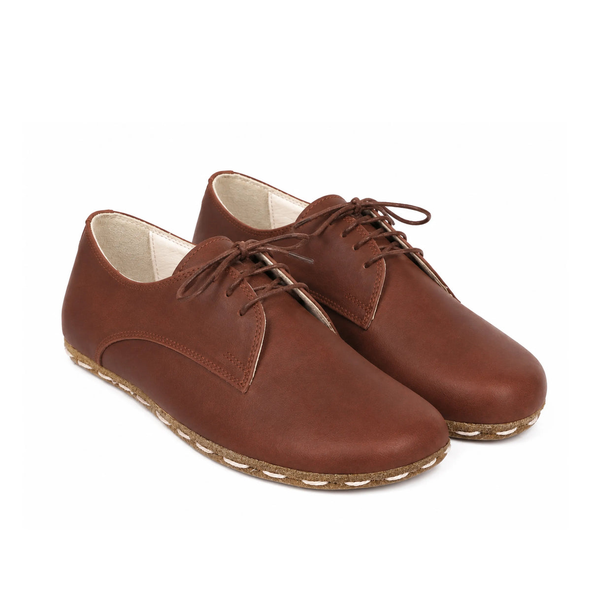Smooth Barefoot Oxford Shoes — Leather Sole – Brown