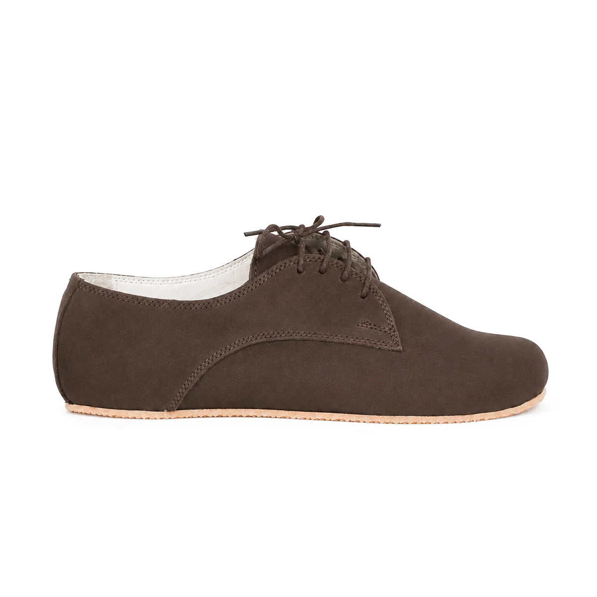 Nubuck Barefoot Oxford Shoes – Rubber Sole – Brown