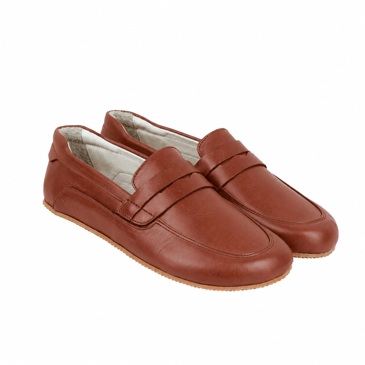 Smooth Barefoot Penny Loafer Shoes – Rubber Sole – Brown