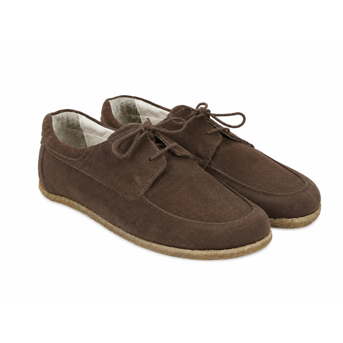 Suede Barefoot Laces Penny Loafer Shoes – Classic Sole — Leather Sole – Brown