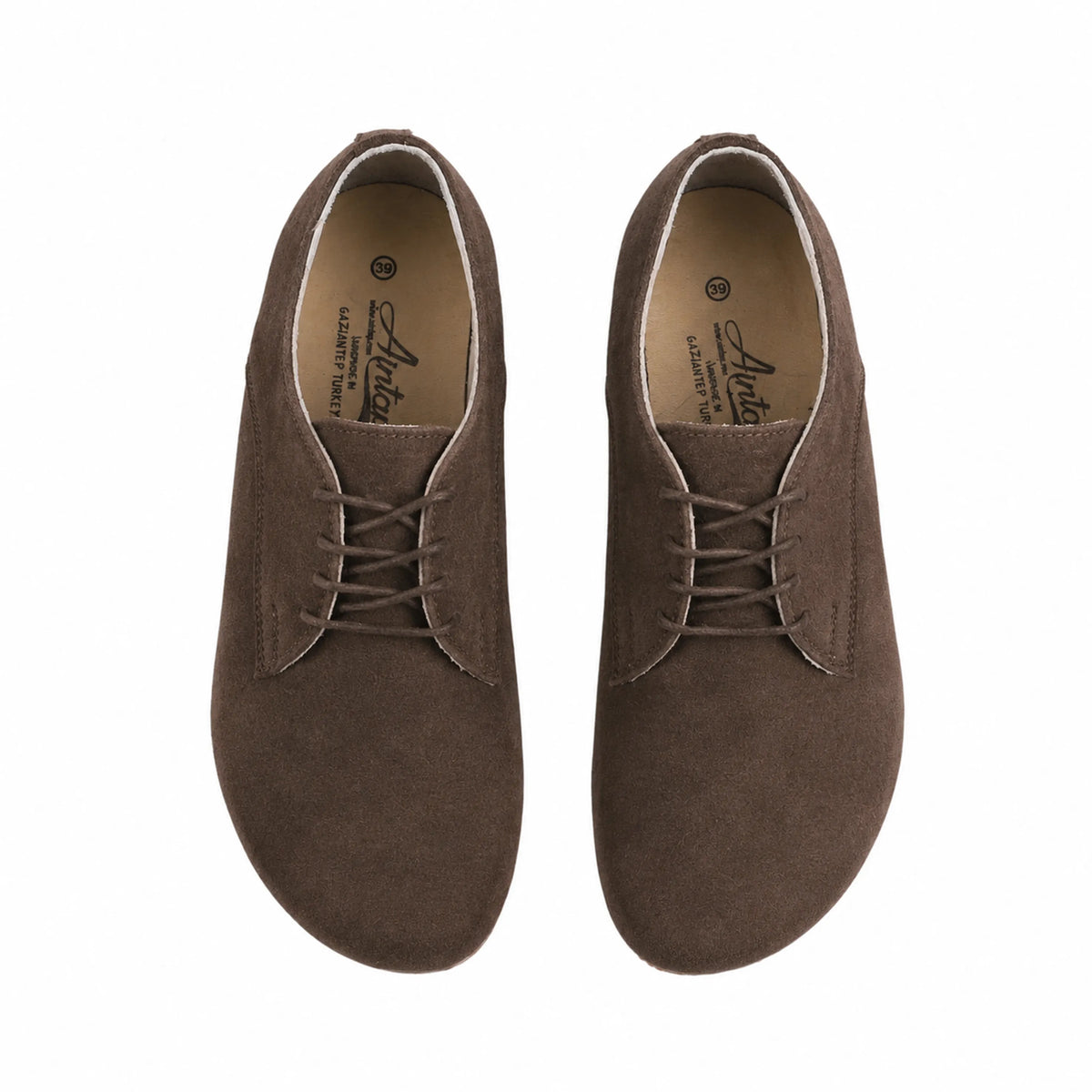 Suede Barefoot Oxford Shoes – Rubber Sole – Brown