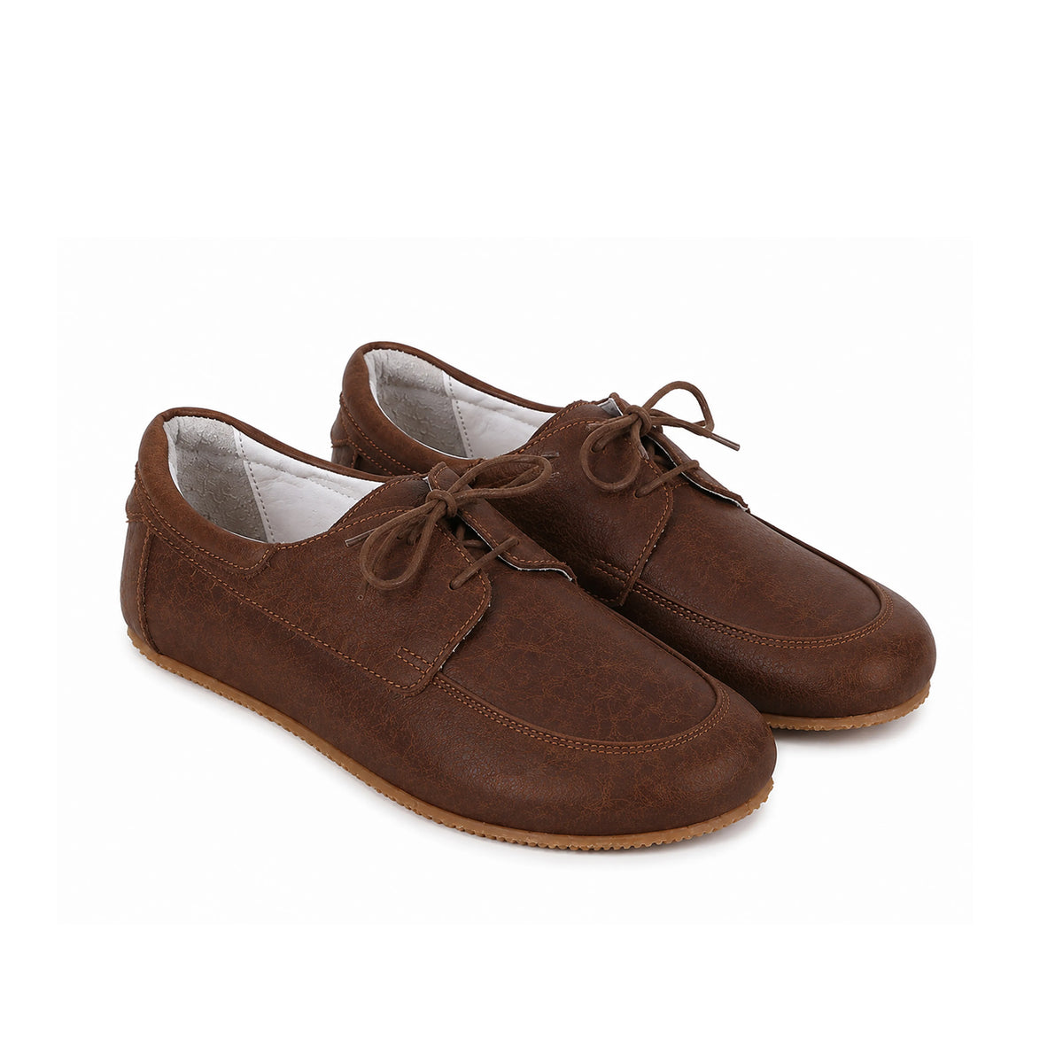 Crazy Barefoot Laces Penny Loafer Shoes – Rubber Sole – Brown