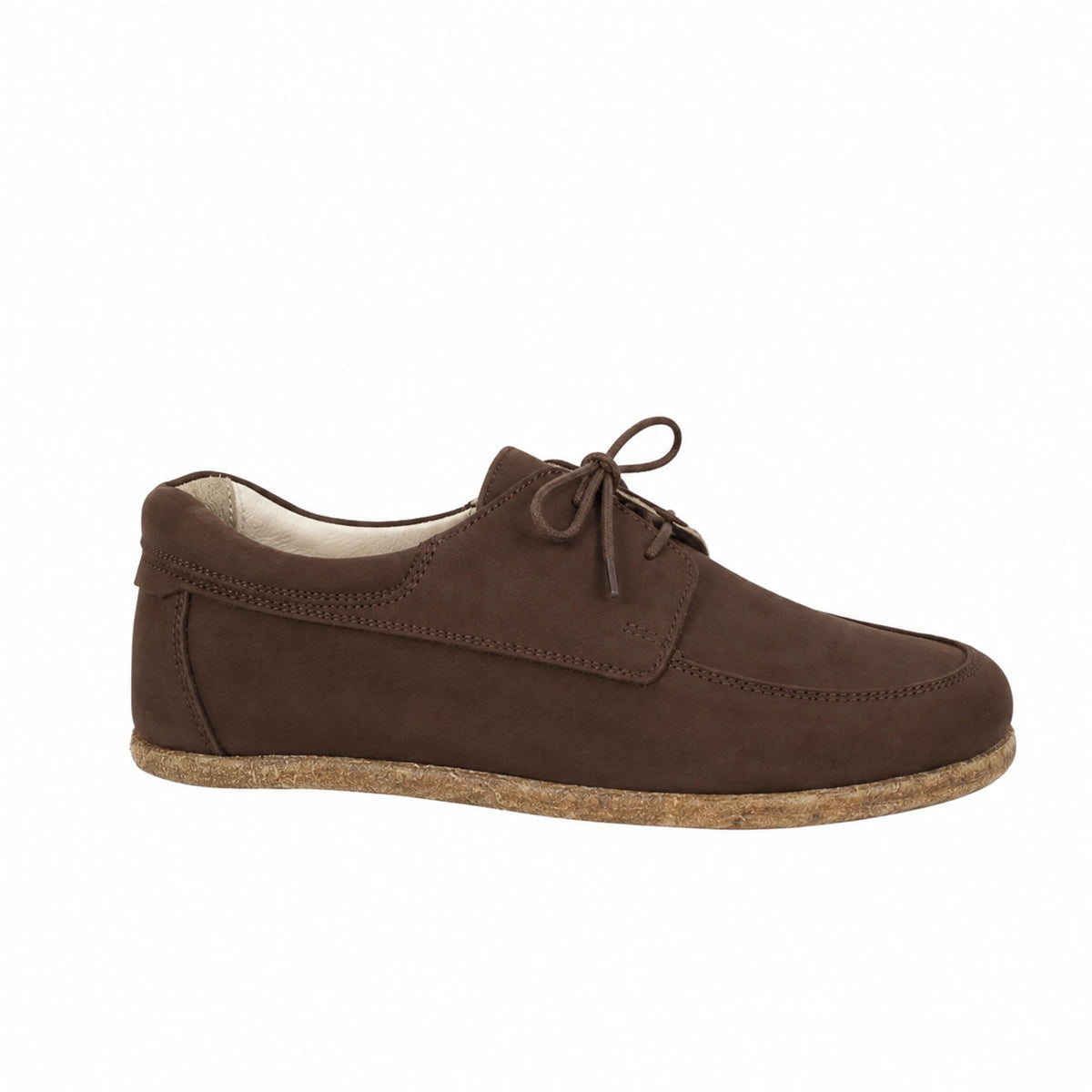 Nubuck Barefoot Laces Penny Loafer Shoes – Classic Sole — Leather Sole – Brown