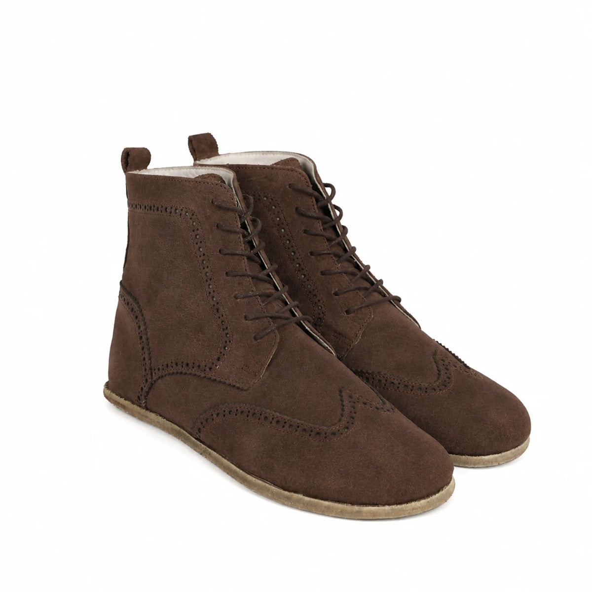 Suede Barefoot Moccasin Boots Shoes – Classic Sole — Leather Sole – Brown