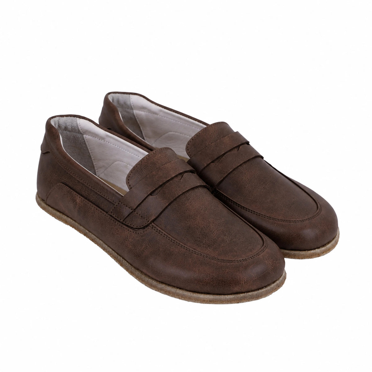 Crazy Barefoot Penny Loafer Shoes – Classic Sole — Leather Sole – Brown