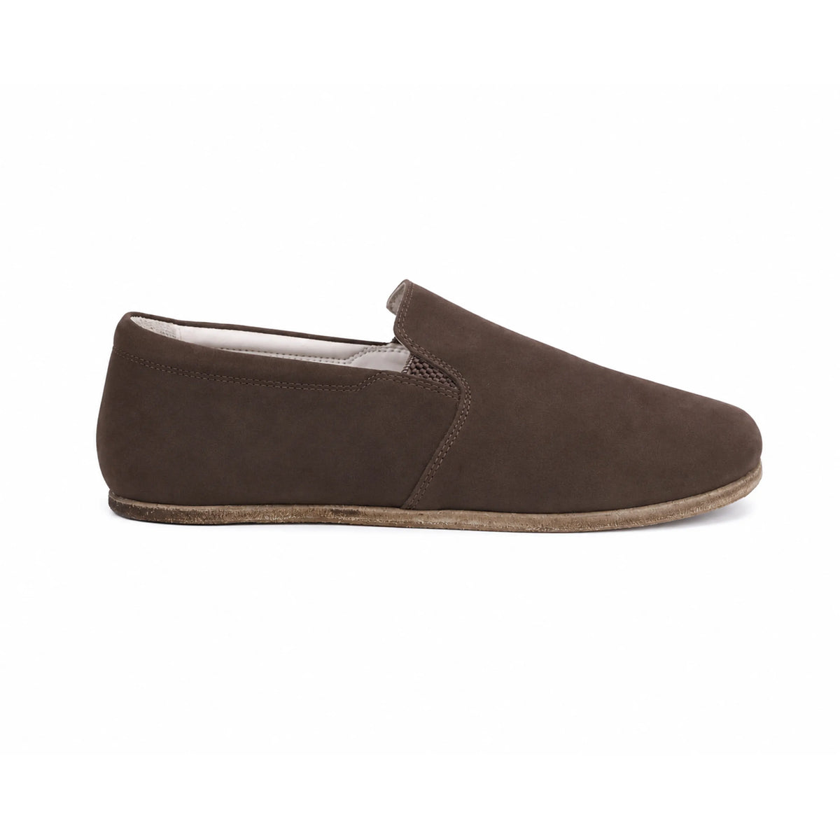 Nubuck Barefoot Slip-On Shoes – Classic Sole — Leather Sole – Brown