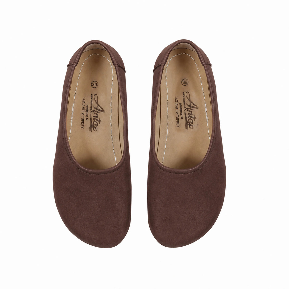 Nubuck Barefoot Ballet Shoes – Rubber Sole – Brown