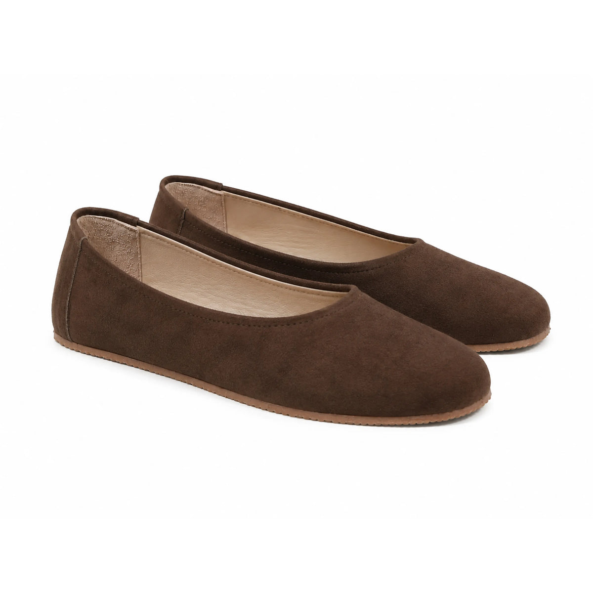Suede Barefoot Ballet Shoes – Rubber Sole – Brown