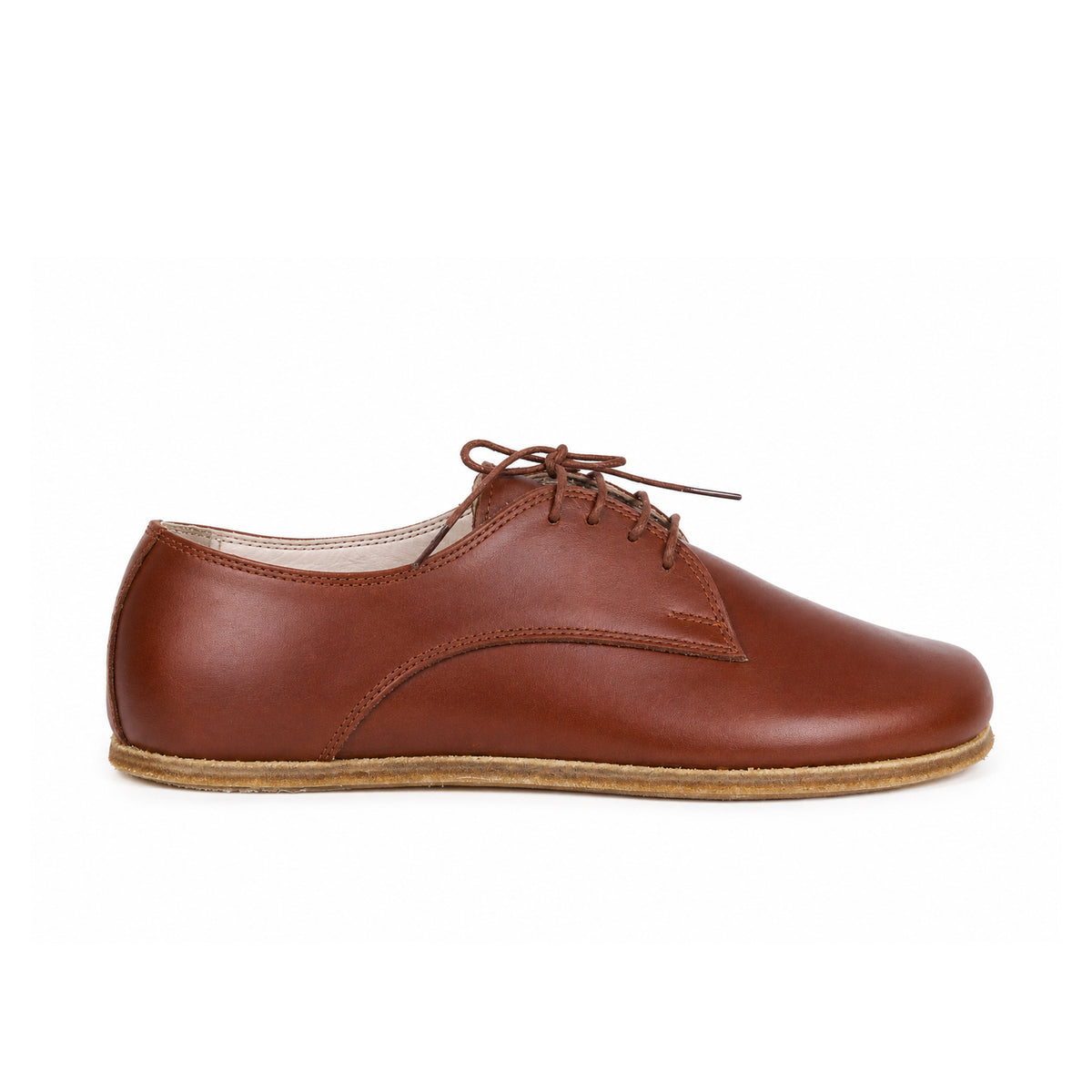 Smooth Barefoot Oxford Shoes – Classic Sole — Leather Sole – Brown
