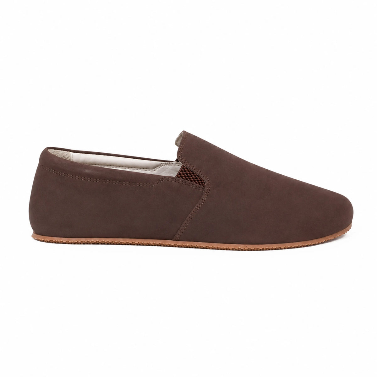 Nubuck Barefoot Slip-On Shoes – Rubber Sole – Brown