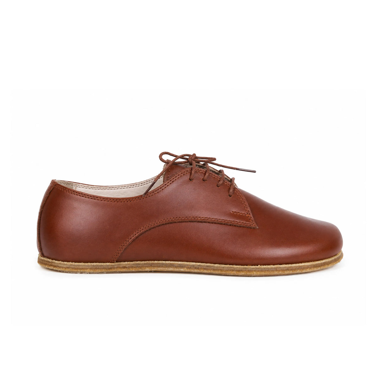 Smooth Barefoot Oxford Shoes – Classic Sole — Leather Sole – Brown