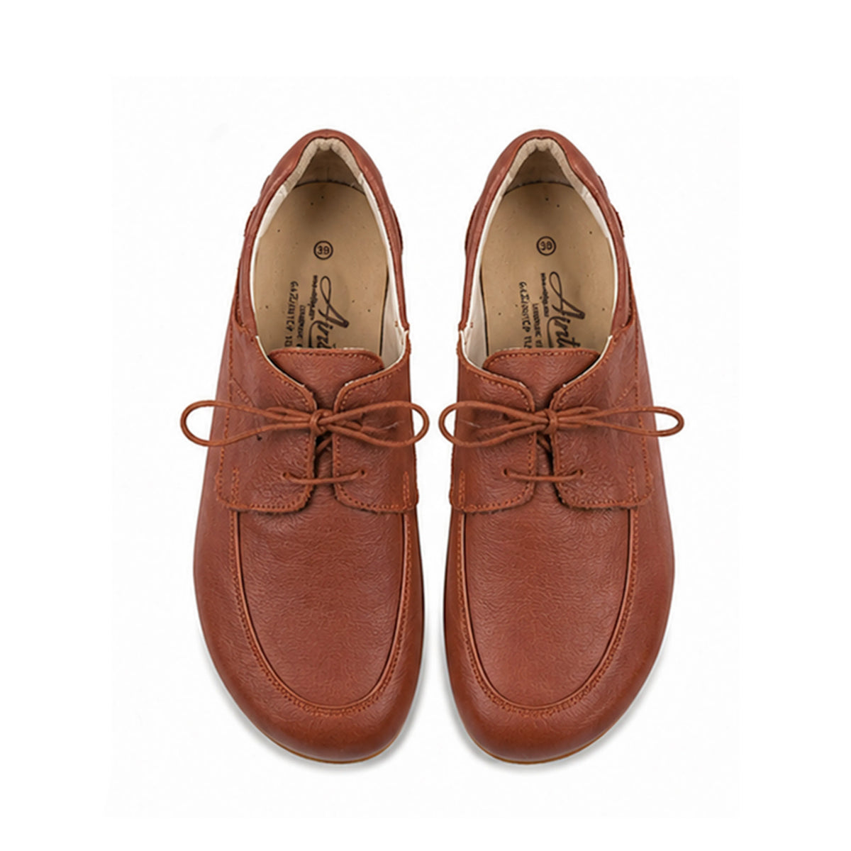 Smooth Barefoot Laces Penny Loafer Shoes – Rubber Sole – Brown
