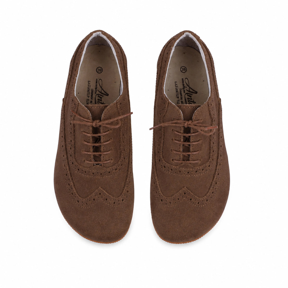 Suede Barefoot Moccasin Shoes – Rubber Sole – Brown