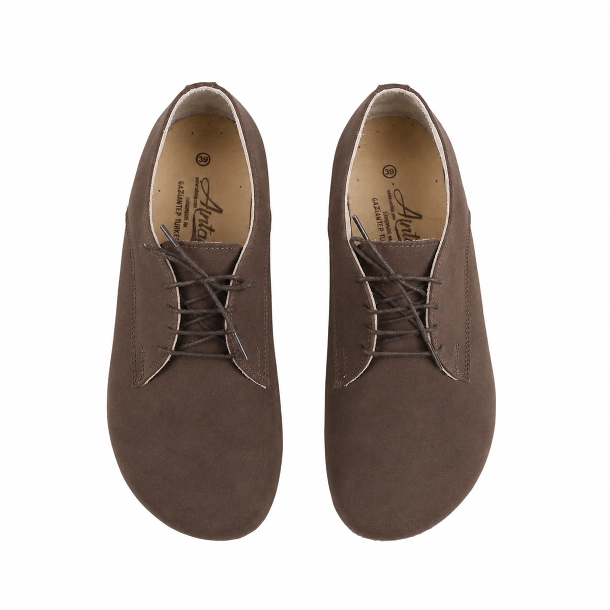 Nubuck Barefoot Oxford Shoes – Classic Sole — Leather Sole – Brown